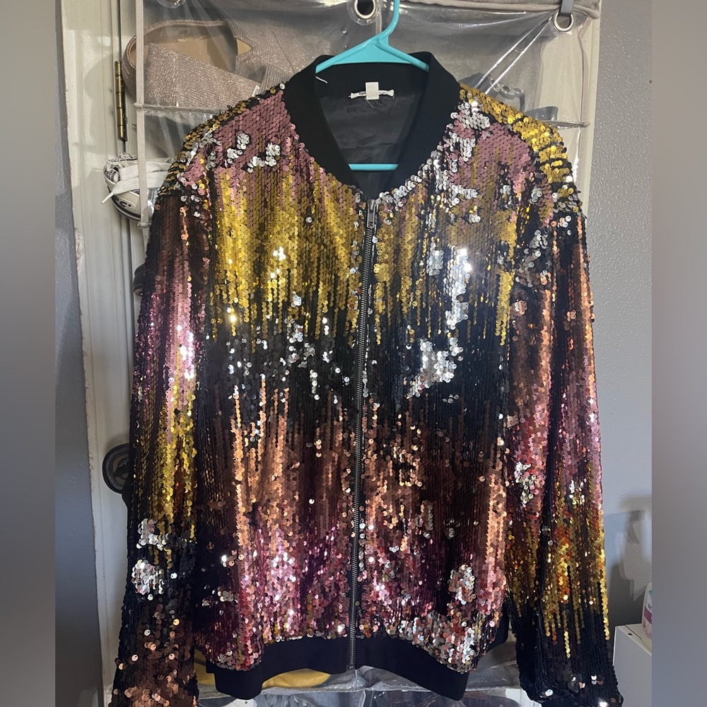 Sequined jacket. Boutique. Gorgeous. Multi gold/silver/purple/black & rose gold